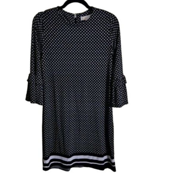Michael Michael Kors Black White Floral Dot Border Sheath Dress Size XS - Picture 1 of 6